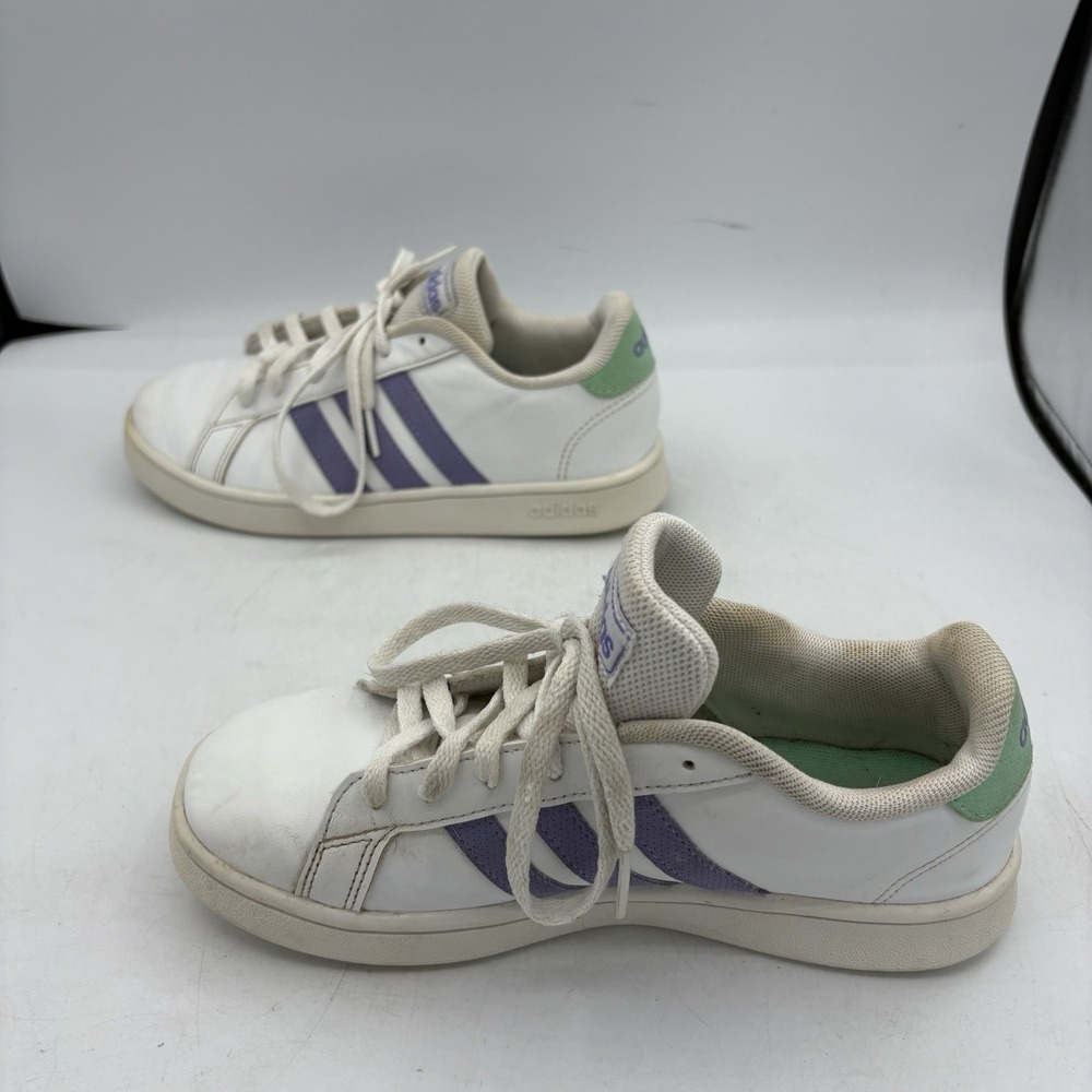 Adidas Shoes Girls Size 3 Youth Kids GX5775 Grand Court White Purple Sneakers - Picture 8 of 9